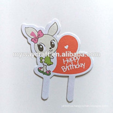 Simple design animal die cut happy birthday paper cake stands/paper cake toppers